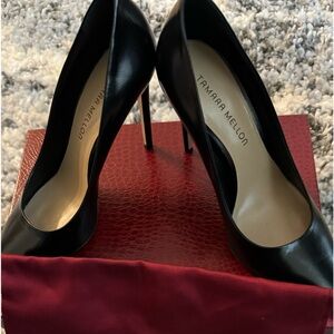Tamara Mellon black leather stilettos, size 9. Worn once to a wedding.